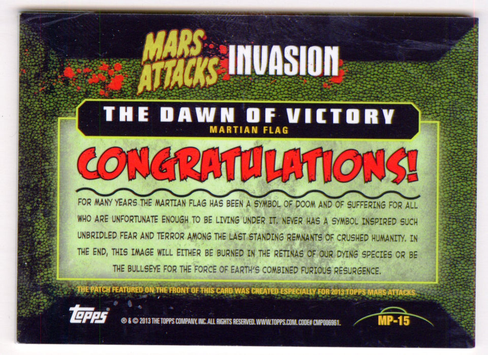 2013 Mars Attacks Invasion Patch Relic Trading Card MP-15 Topps