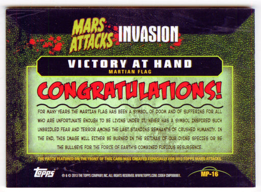 2013 Mars Attacks Invasion Patch Relic Trading Card MP-16 Topps - TvMovieCards.com