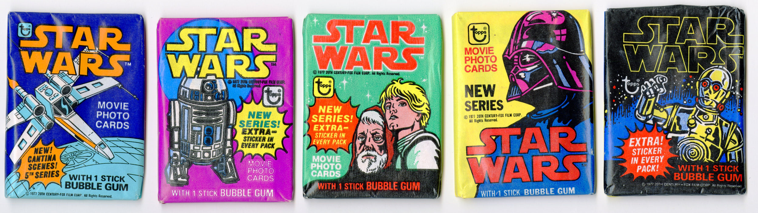 1977 Star Wars Series 1 2 3 4 5 Unopened Trading Card Wax Pack Lot of 5 Topps