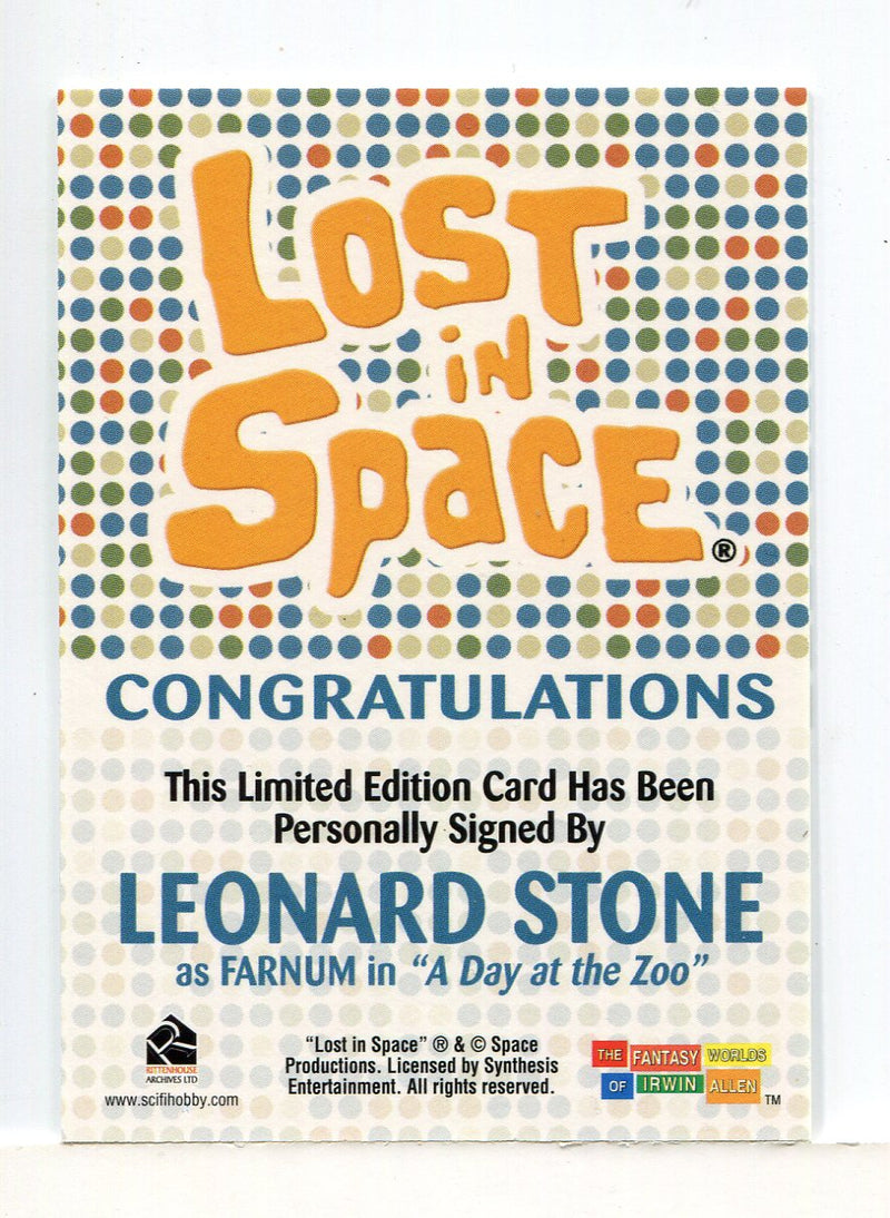 Lost in Space Complete Leonard Stone as Farnum Autograph Card - TvMovieCards.com