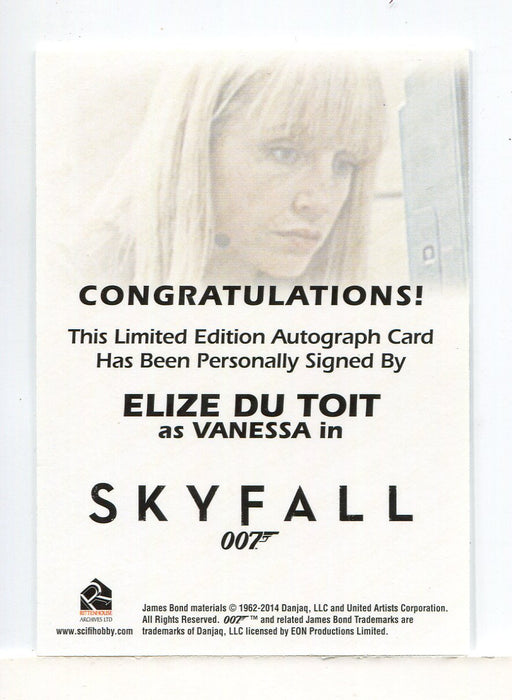 James Bond Archives 2014 Edition Elize Du Toit Autograph Card