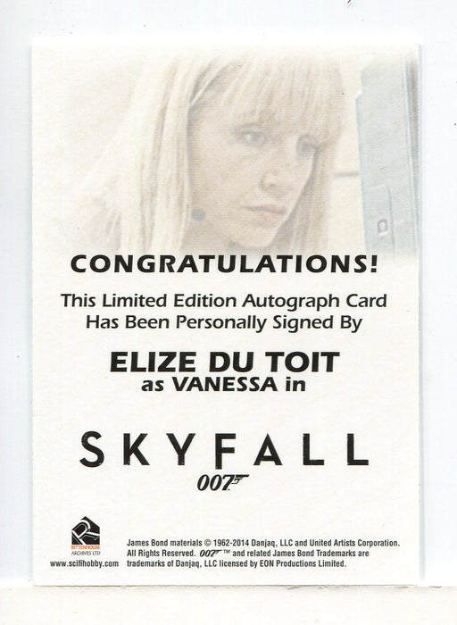 James Bond Archives 2014 Edition Elize Du Toit Autograph Card - TvMovieCards.com