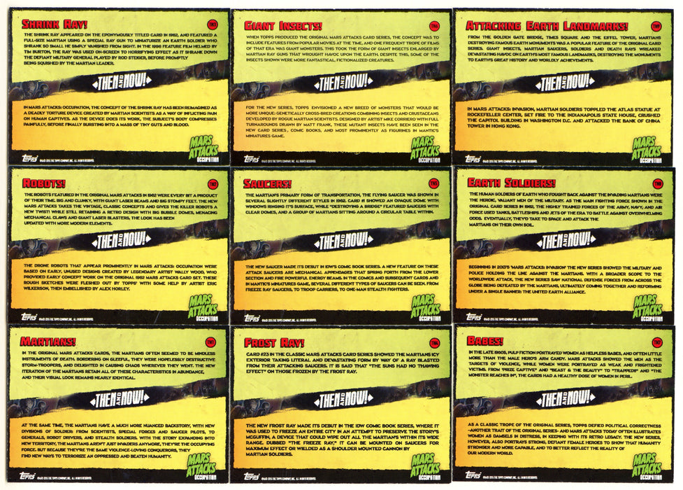 2015 Mars Attacks Occupation Then and Now! Chase Card Set Topps TN1-TN9