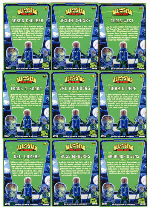 2015 Mars Attacks Occupation All-Star Sketch Artists Chase Card Set Topps AS-1/9