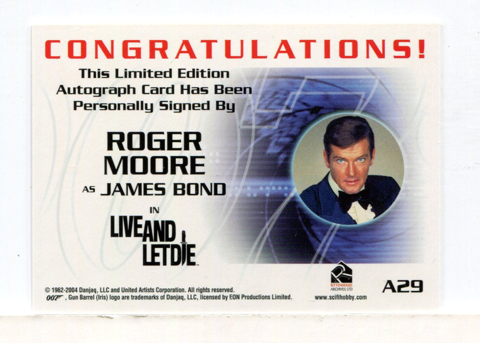 James Bond A29 The Quotable James Bond Roger Moore Autograph Card
