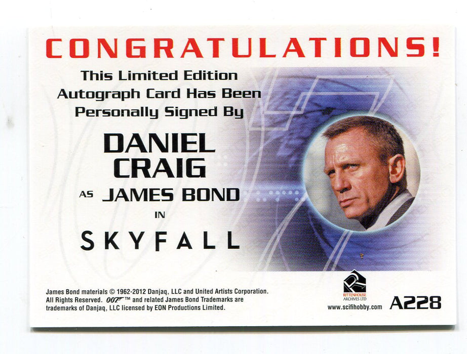 James Bond Autographs & Relics Daniel Craig Autograph Card A228