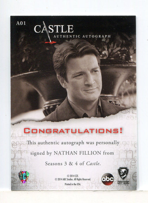 Castle Seasons 3 & 4 Nathan Fillion Autograph Card A01