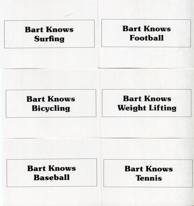 Simpsons Bart Knows Sports Trading Card Set 10 Cards 1990 - TvMovieCards.com