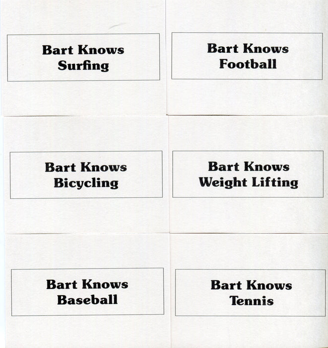 Simpsons Bart Knows Sports Trading Card Set 10 Cards 1990