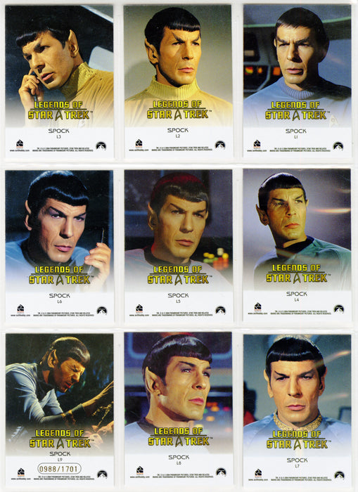 Legends Of Star Trek Series 2 Spock Leonard Nimoy Chase Card Set L1-L9