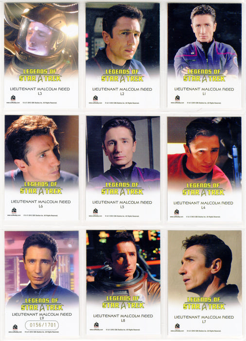 Legends Of Star Trek Series 32: Lieutenant Malcolm Reed Chase Card Set L1-L9