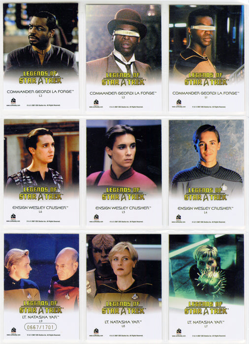 Legends Of Star Trek Series 12: La Forge Crusher Yar Chase Card Set L1-L9