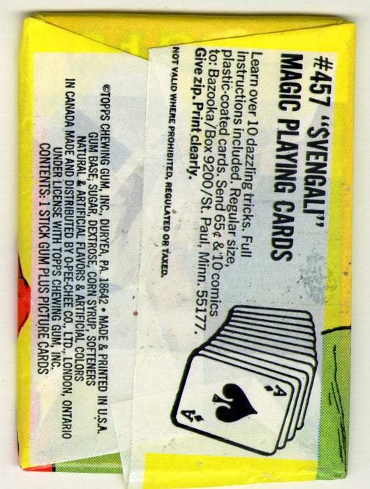 Kung Fu 1973 Topps Vintage Bubble Gum Sealed Card Pack (Svengali Magic Ad)