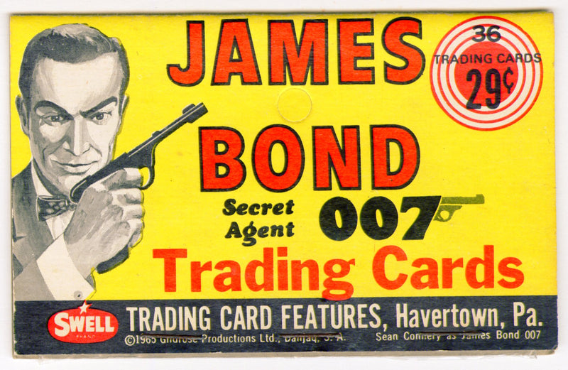 1965 Philadelphia James Bond 007 Thunderball 29¢ Wax Rack Pack Header Wrapper - TvMovieCards.com