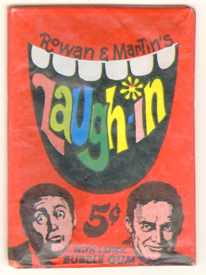 1968 Laugh-in Rowan & Martin’s 5¢ Vintage Bubble Gum Sealed Card Wax Pack Topps - TvMovieCards.com