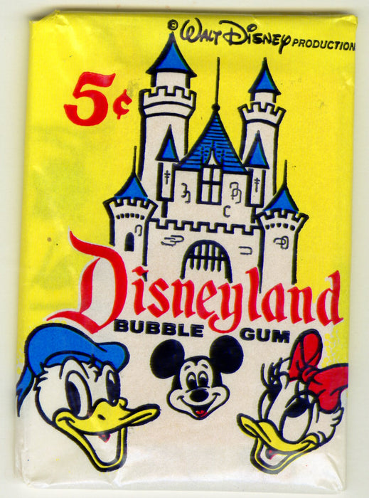 1965 Disneyland Vintage 5¢ Bubble Gum Sealed Card Wax Pack Donruss
