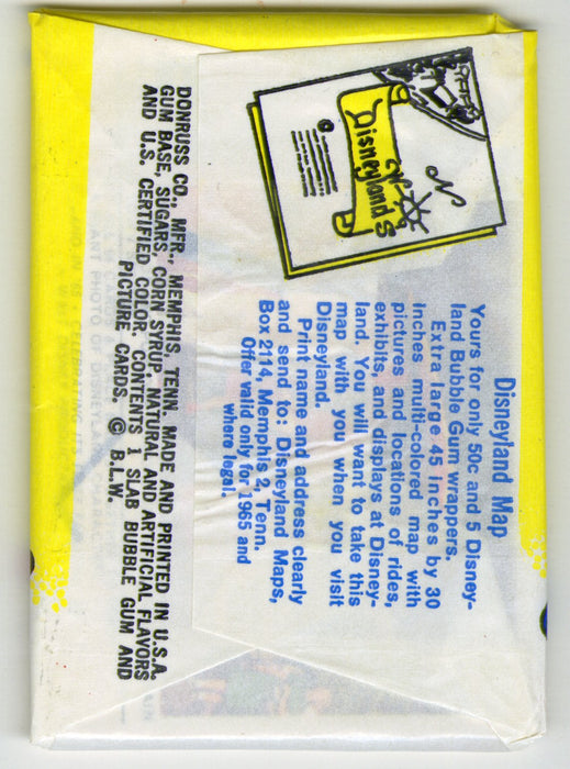 1965 Disneyland Vintage 5¢ Bubble Gum Sealed Card Wax Pack Donruss