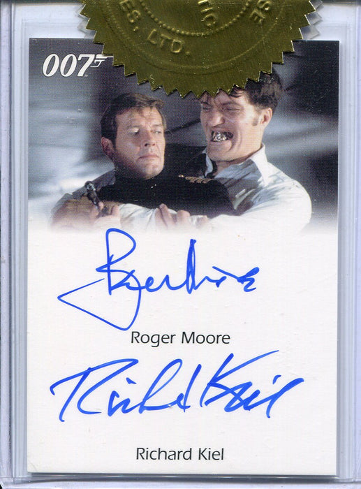 James Bond 50th Anniversary 2 Roger Moore & Richard Kiel Dual Autograph Card