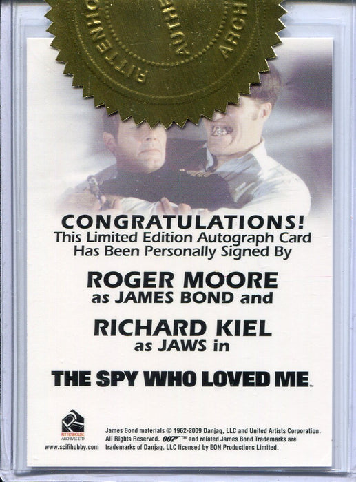 James Bond 50th Anniversary 2 Roger Moore & Richard Kiel Dual Autograph Card