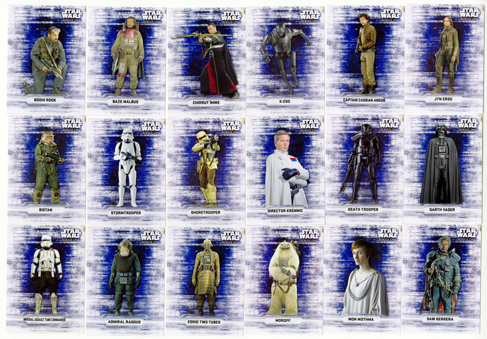 2016 Star Wars Rogue One Series 1 Character Sticker Chase Card Set 18 Cards - TvMovieCards.com