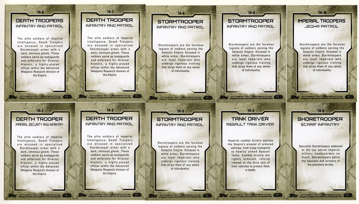 2017 Star Wars Rogue One Series 2 Troopers Chase Card Set TR-1/TR-10 Topps - TvMovieCards.com