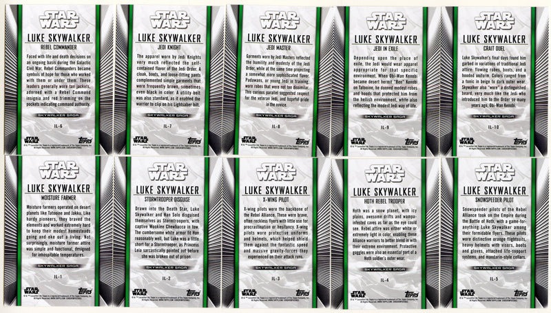2019 Star Wars Skywalker Saga Luke Skywalker Iconic Looks Chase Card Set IL-1/10 - TvMovieCards.com