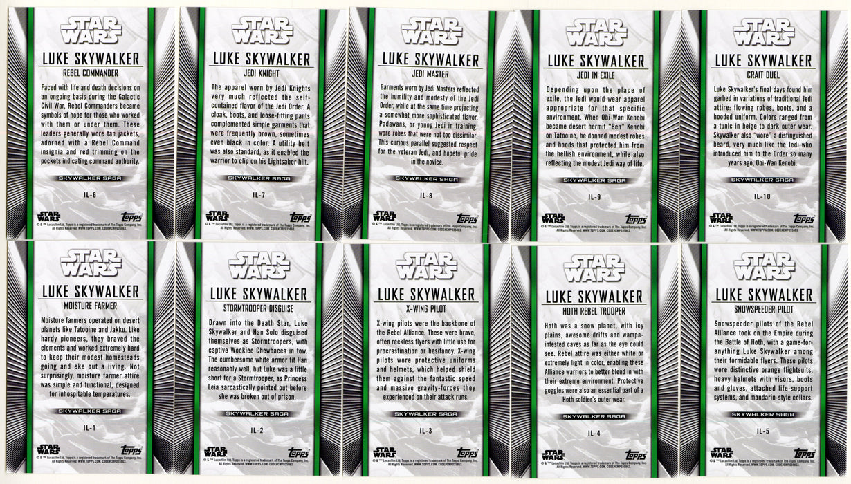2019 Star Wars Skywalker Saga Luke Skywalker Iconic Looks Chase Card Set IL-1/10 - TvMovieCards.com