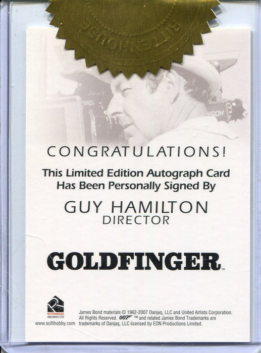 James Bond in Motion 2008 3 Case Dealer Incentive Guy Hamilton Autograph Card - TvMovieCards.com