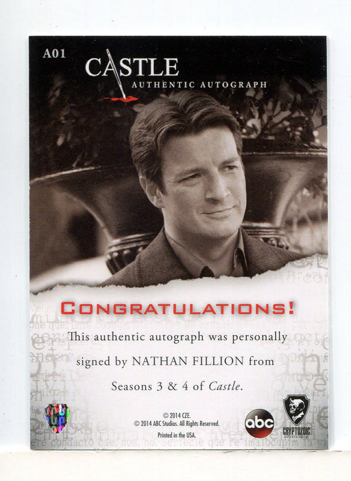 Castle Seasons 3 & 4 Nathan Fillion Autograph Card A01 - TvMovieCards.com