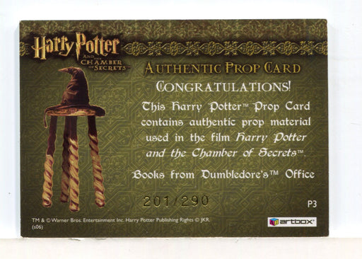Harry Potter Chamber Secrets Books Dumbledore's Office Prop Card HP P3 #201/290 - TvMovieCards.com