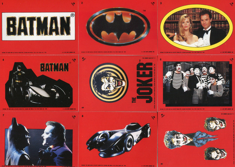 Batman Movie Series 1 Vintage Sticker Card Set 22 Sticker Cards Topps 1989
