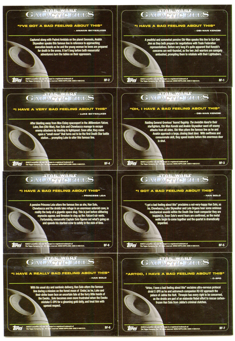 Star Wars Galactic Files "I Have a Bad Feeling About This" Chase Card Set BF-1 / - TvMovieCards.com