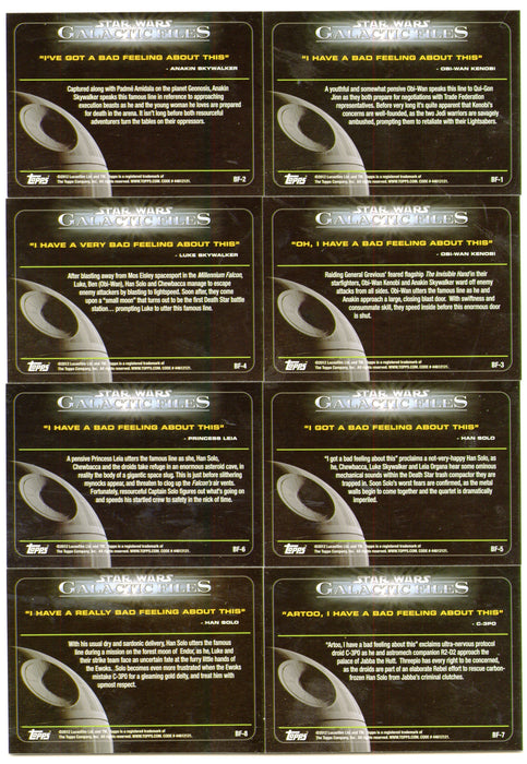 Star Wars Galactic Files "I Have a Bad Feeling About This" Chase Card Set BF-1 / BF-8