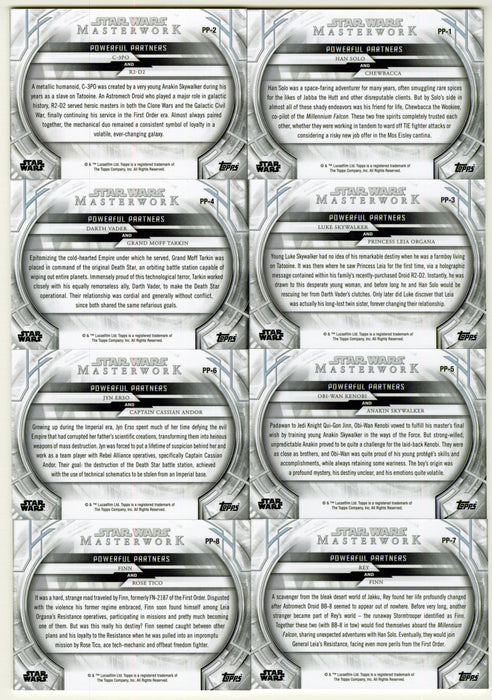 2018 Star Wars Masterwork Powerful Partners Chase Card Set PP-1 / PP-8