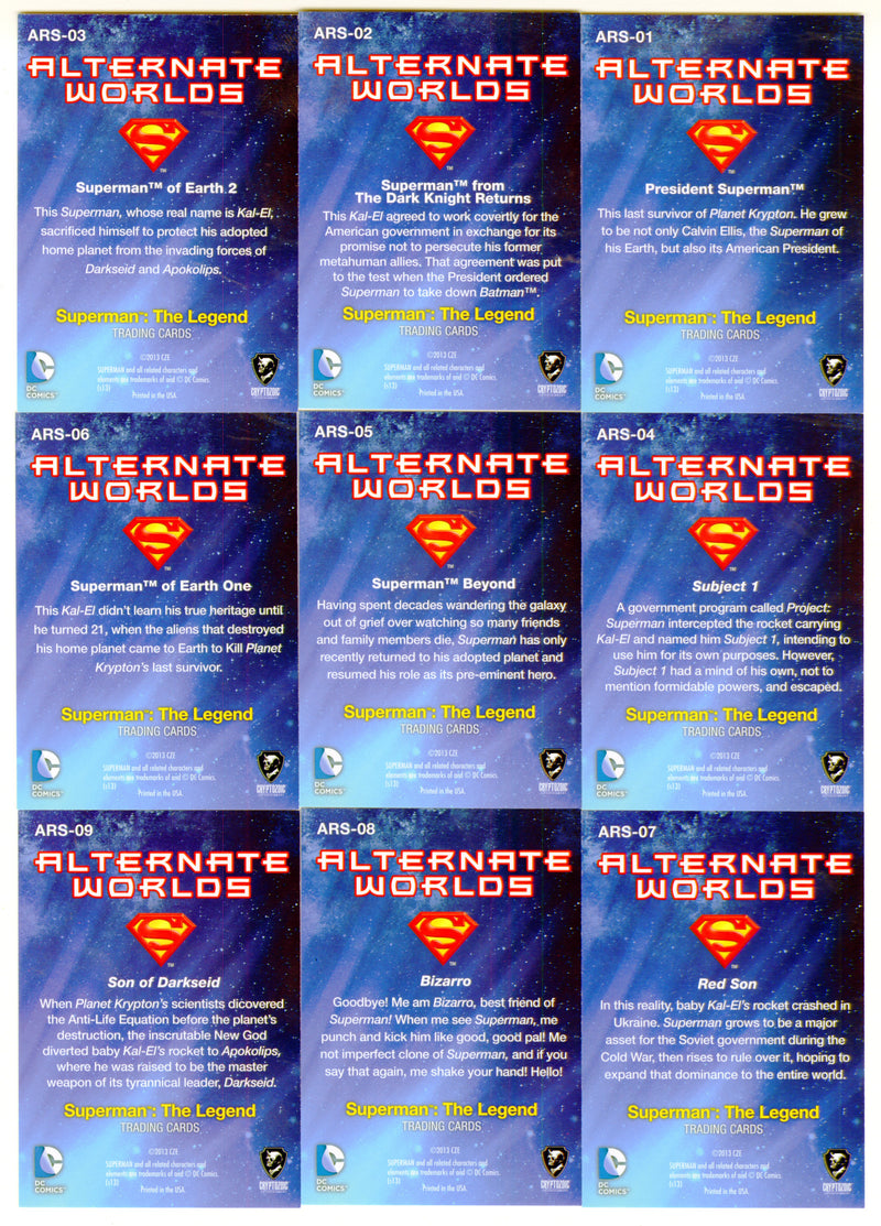 2013 DC Comics Superman: The Legend Alternate Worlds Chase Card Set ARS01-09 - TvMovieCards.com