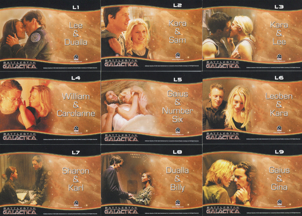 Battlestar Galactica Season Three Love in War Chase Card Set L1 - L9