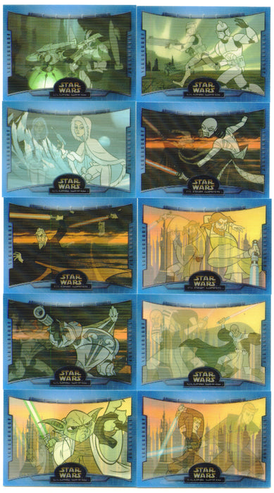 2004 Star Wars Clone Wars Battle Motion Lenticular Complete Set #B1-B10