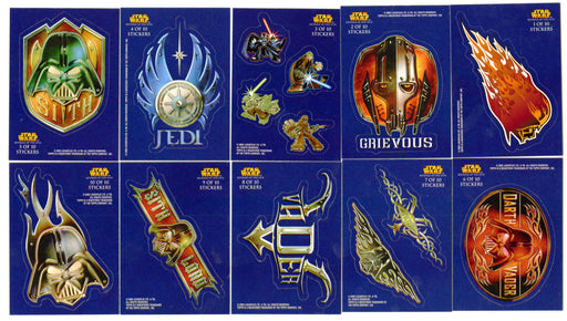 Star Wars Revenge of the Sith Die-Cut Stickers Chase Card Set #1-10 Topps - TvMovieCards.com