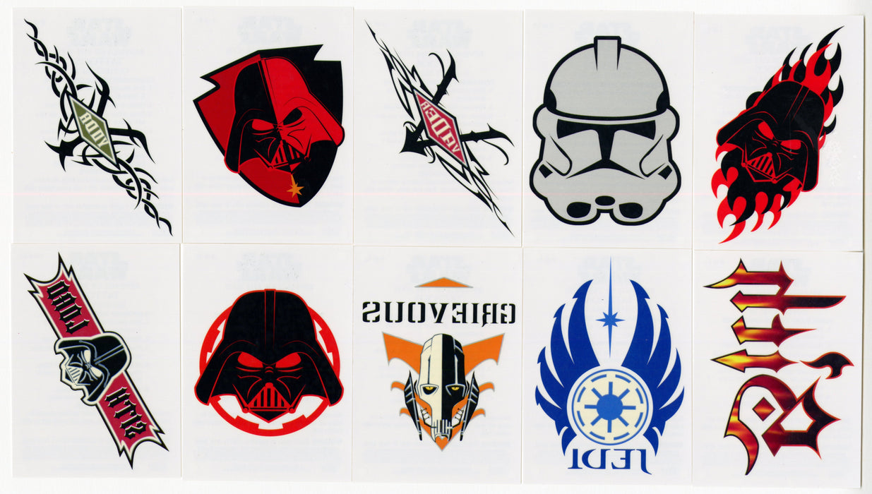 Star Wars Revenge of the Sith Temporary Tattoos Chase Card Set #1-10 Topps - TvMovieCards.com