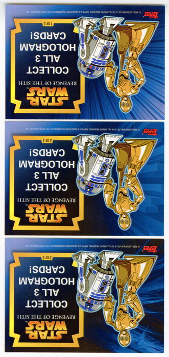 Star Wars Revenge of the Sith Hologram Chase Card Set #1-3 Topps - TvMovieCards.com