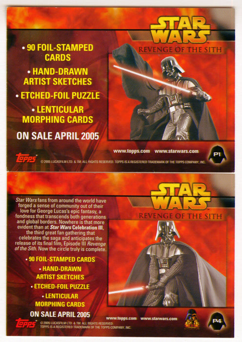 2005 Star Wars Revenge of the Sith Promo Trading Card P1 & P4 Topps Celebration III - TvMovieCards.com