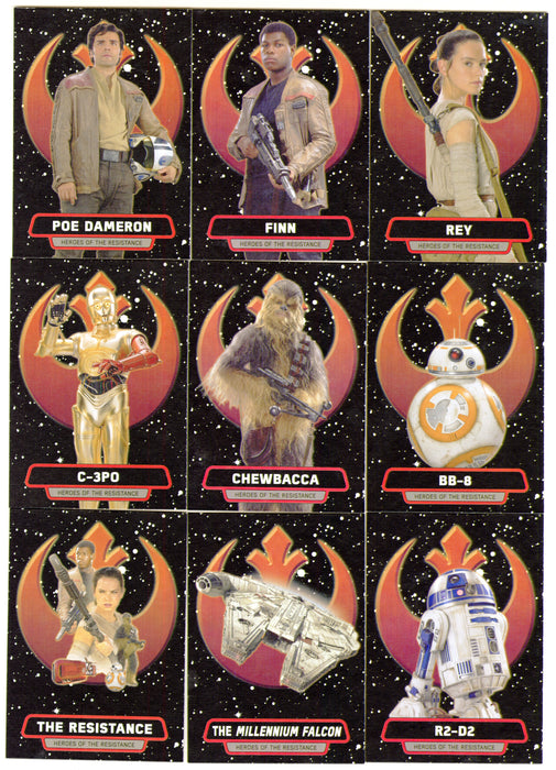 Journey To Star Wars The Force Awakens Heroes of the Resistance Chase Card Set R1-R9 - TvMovieCards.com