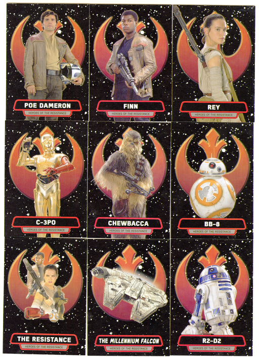 Journey To Star Wars The Force Awakens Heroes of the Resistance Chase Card Set R1-R9 - TvMovieCards.com