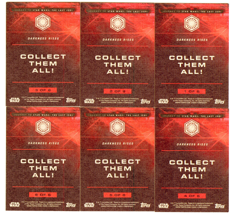Journey To Star Wars Last Jedi Darkness Rises Chase Card Set #1-6 Topps - TvMovieCards.com