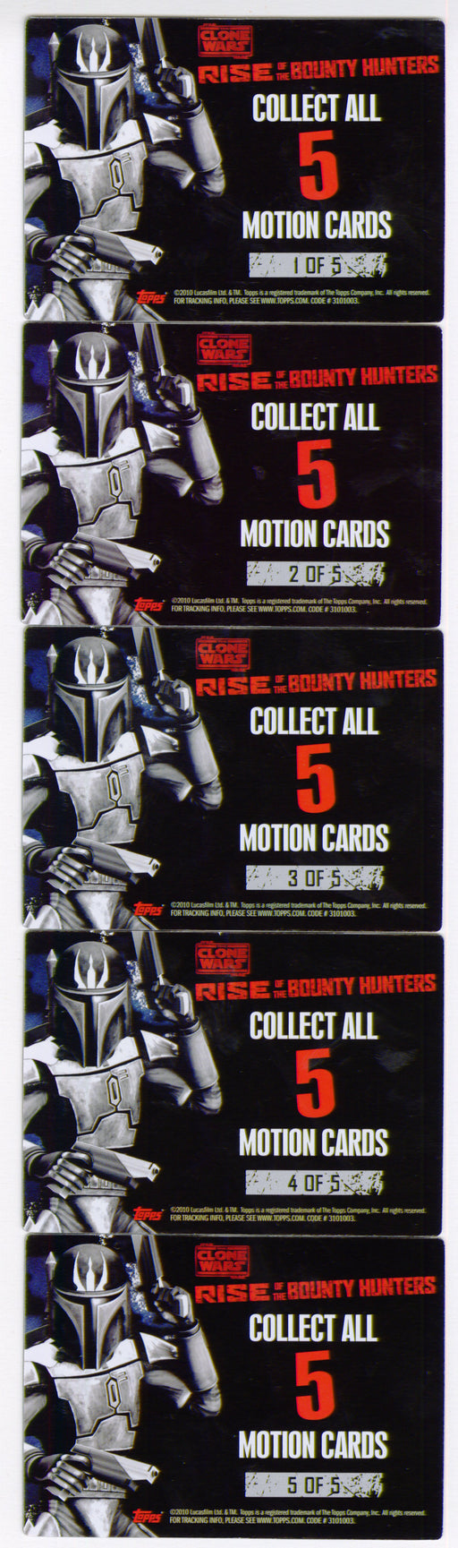 2008 Star Wars Clone Wars Rise of the Bounty Hunters Motion Chase Card Set #1-5 - TvMovieCards.com