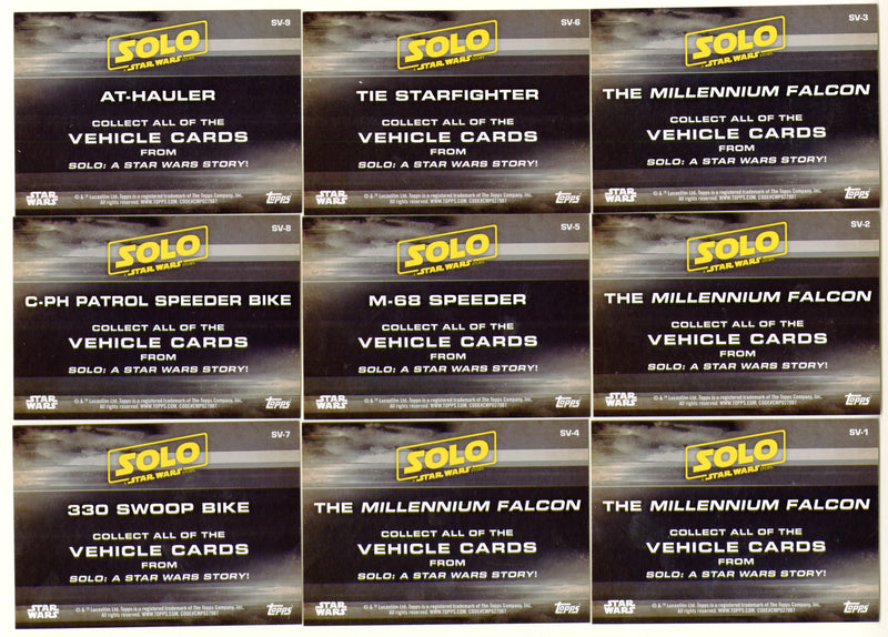 Solo: A Star Wars Story Ships and Vehicles Chase Card Set SV1-SV9 Topps 2018 - TvMovieCards.com