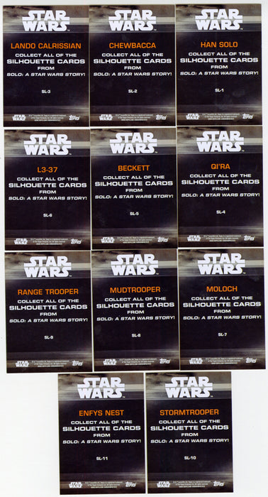 Solo: A Star Wars Story Silhouettes Cards Chase Card Set SL1-SL11 Topps 2018 - TvMovieCards.com