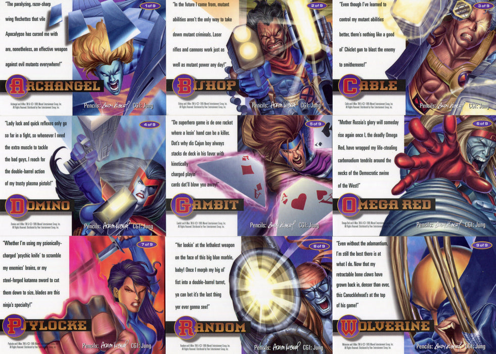 1995 Fleer Ultra X-Men Chromium Lethal Weapons Holo Flash Chase Card Set (9) - TvMovieCards.com