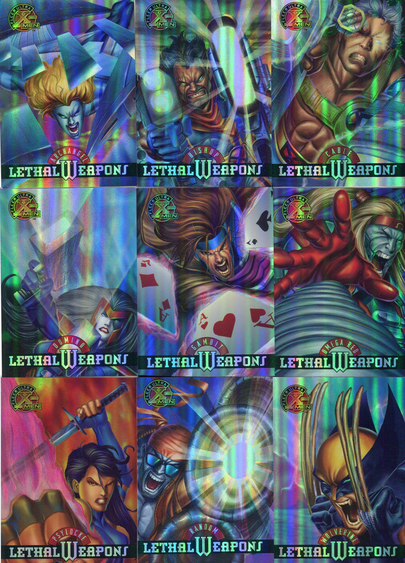 1995 Fleer Ultra X-Men Chromium Lethal Weapons Holo Flash Chase Card Set (9) - TvMovieCards.com