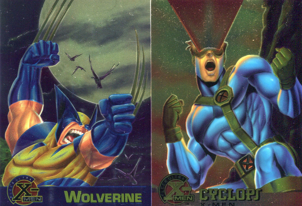 1995 Fleer Ultra X-Men All Chromium Wolverine and Cyclops Promo Cards 2 Cards - TvMovieCards.com